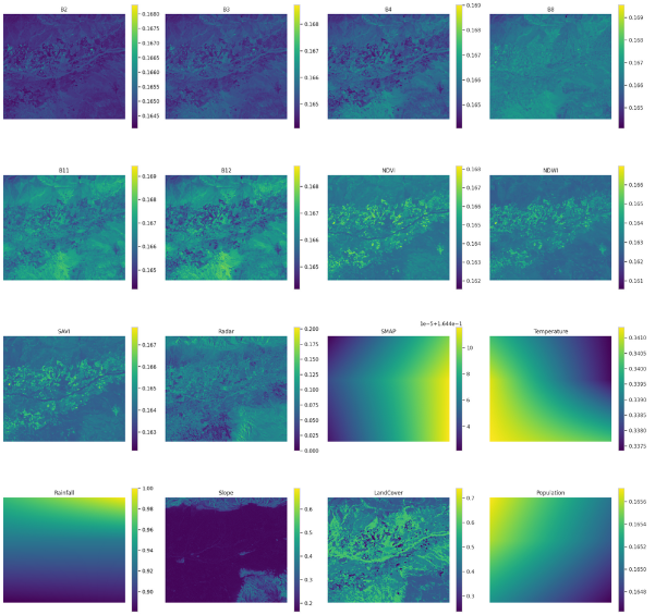 Composite image showing different remote sensing data sources used in the study