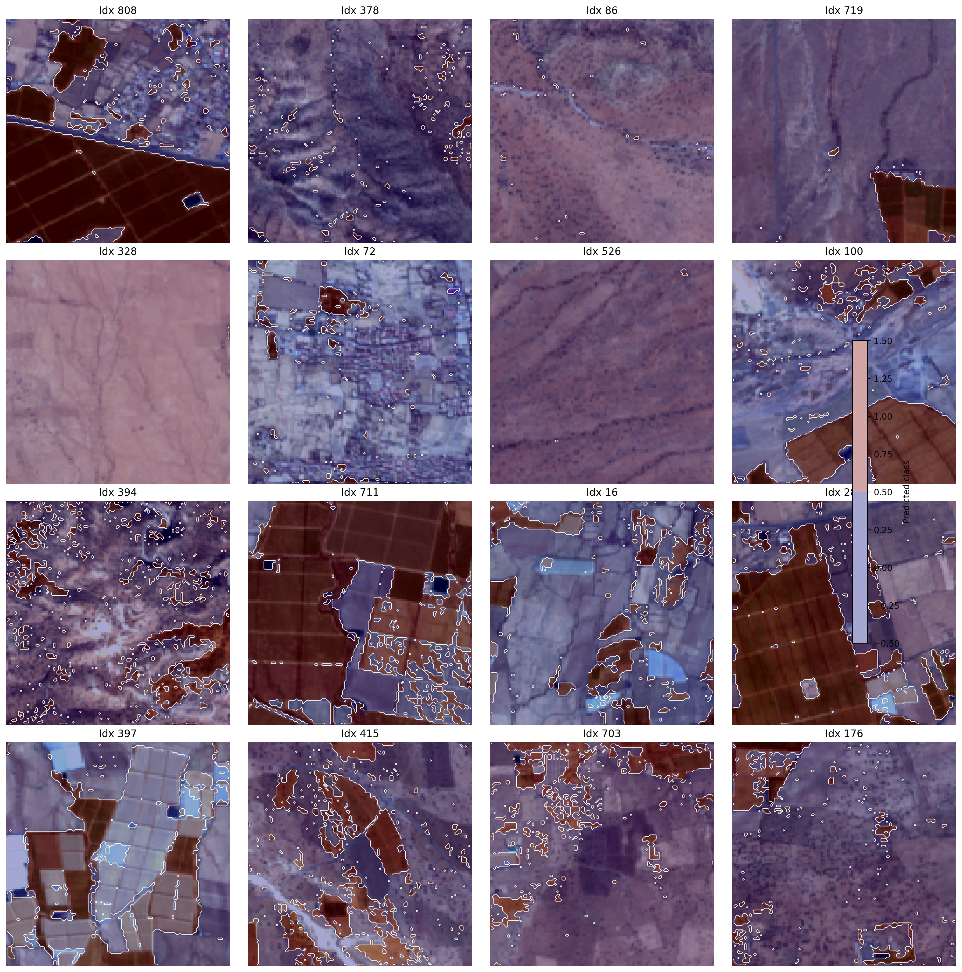 Side-by-side comparison of ground truth and predicted agricultural land segmentation